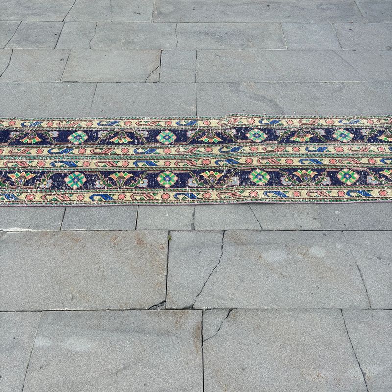 Vintage Turkish Runner Rug 1.6 x 11.3 ft
