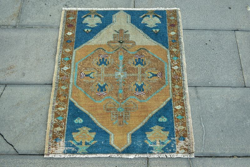 Vintage Turkish Mini Rug 1.9 x 2.3 ft