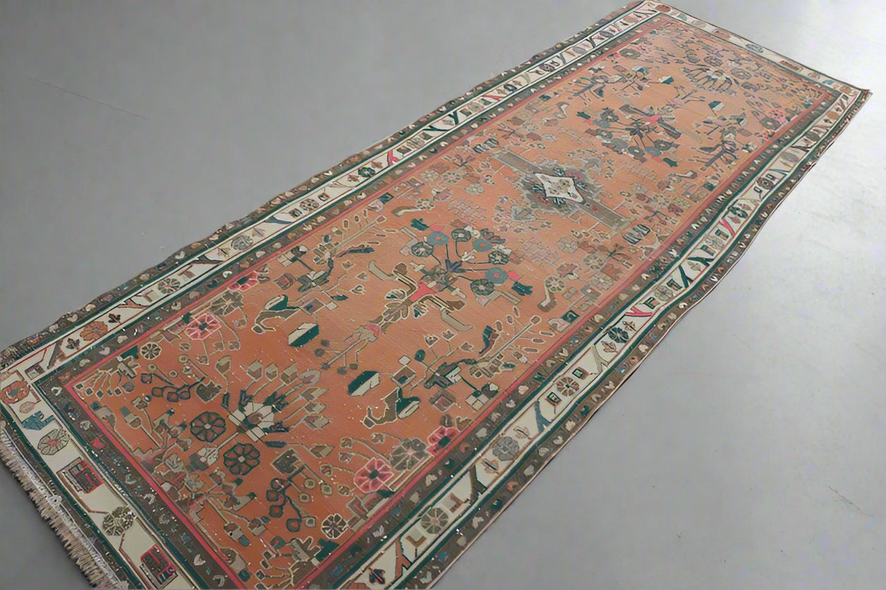 Vintage Turkish Runner Rug 3.3 x 9.7 ft