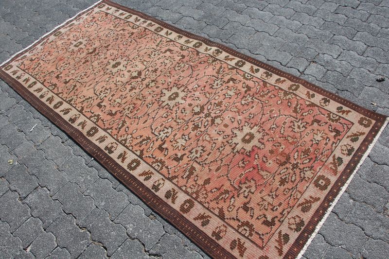 Vintage Turkish Runner Rug 3.4 x 7.2 ft