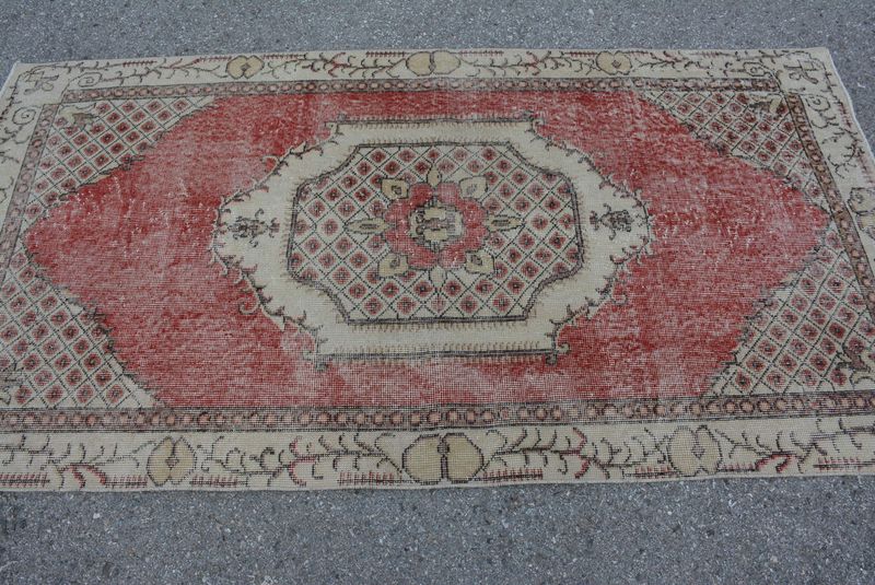 Vintage Turkish Accent Area rug 3.3 x 6.4 ft