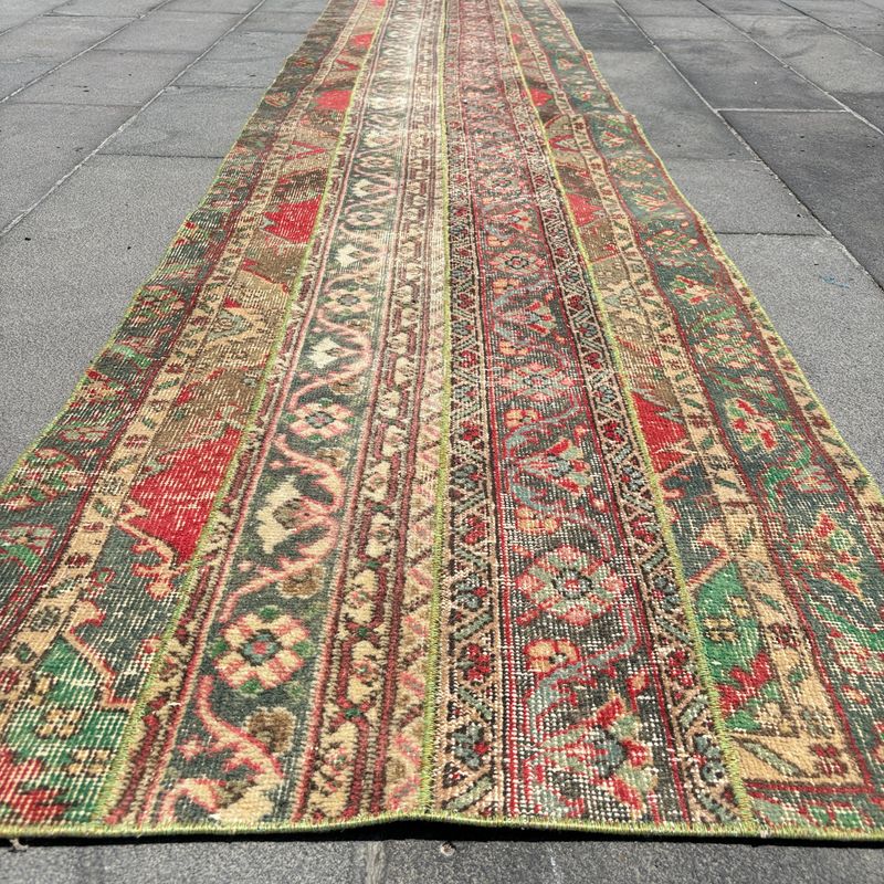Vintage Turkish Runner Rug 2.5 x 11.4 ft