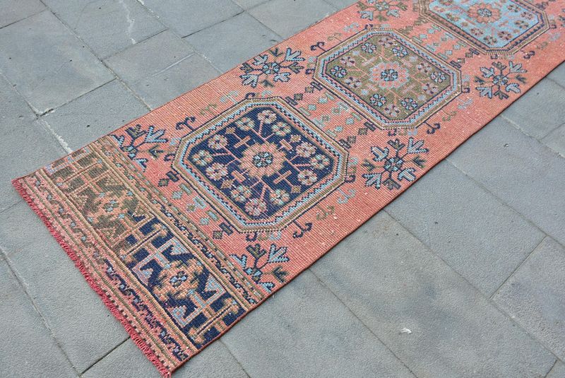 Vintage Turkish Runner Rug 2.5 x 11.4 ft
