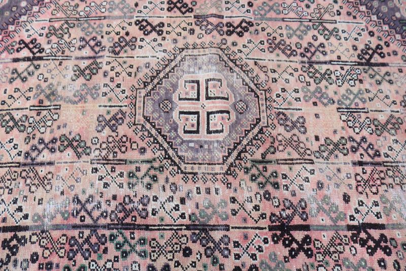 Vintage Turkish Accent Area rug 6.2 x 7.7 ft