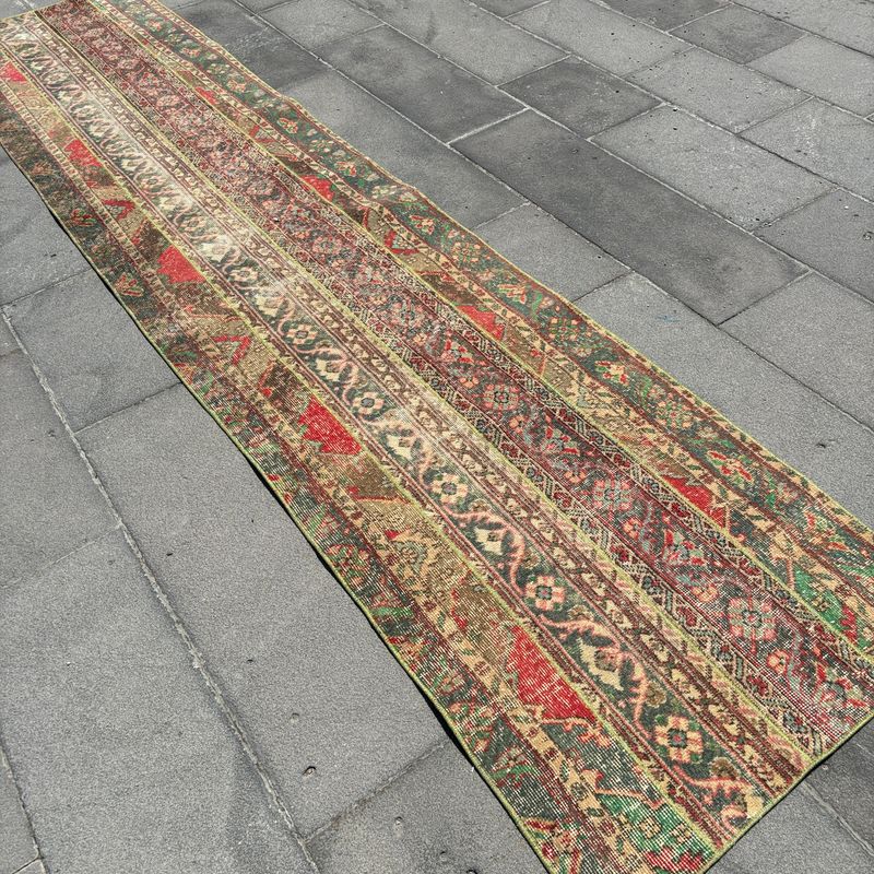 Vintage Turkish Runner Rug 2.5 x 11.4 ft