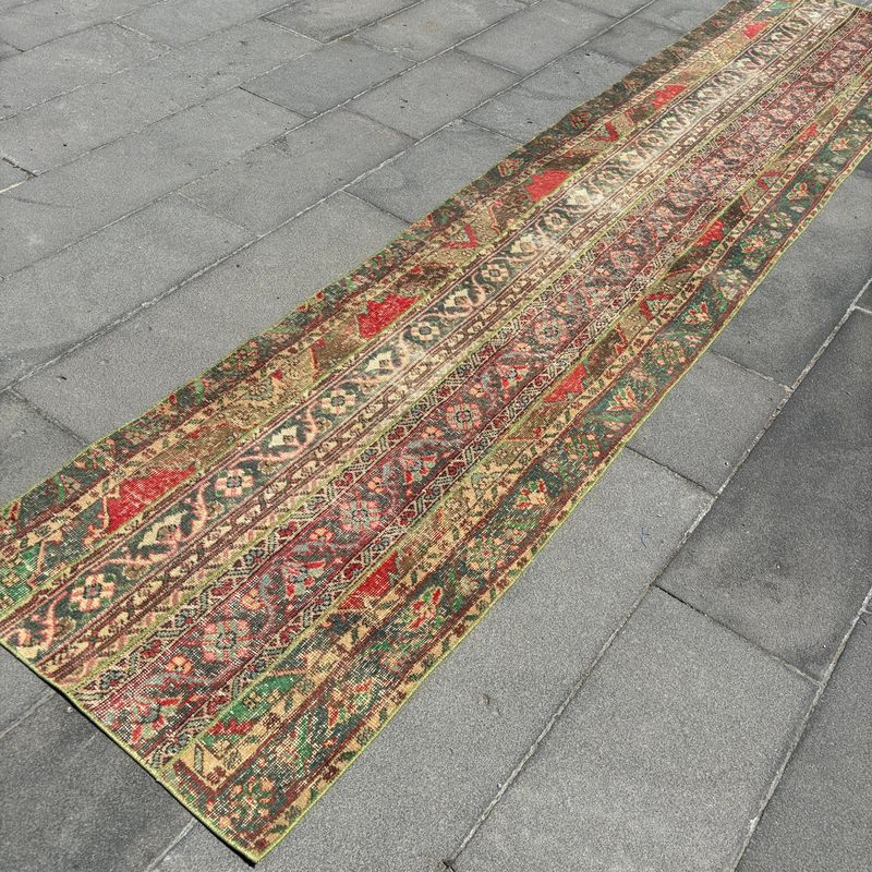 Vintage Turkish Runner Rug 2.5 x 11.4 ft