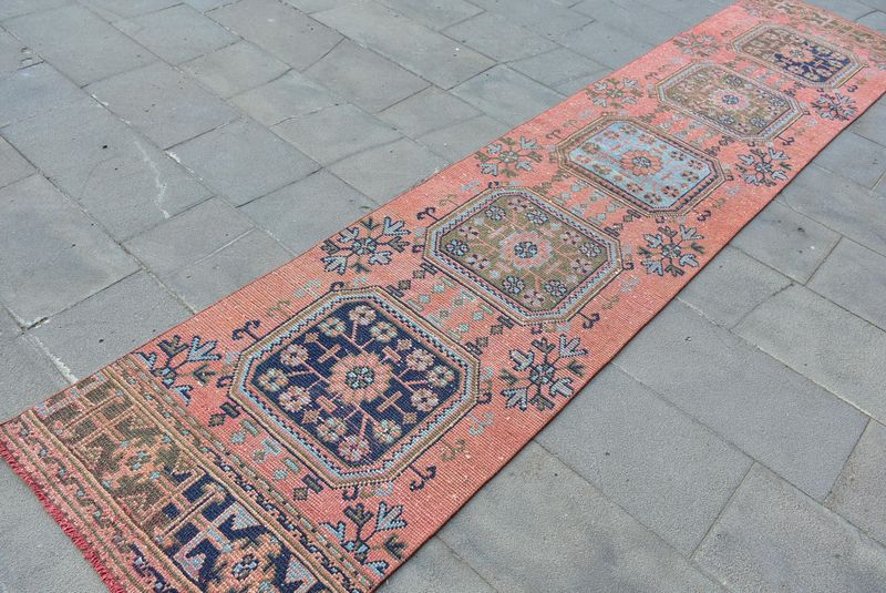 Vintage Turkish Runner Rug 2.5 x 11.4 ft