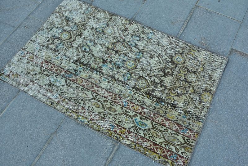 Vintage Turkish Mini Rug 2.3 x 3.6 ft