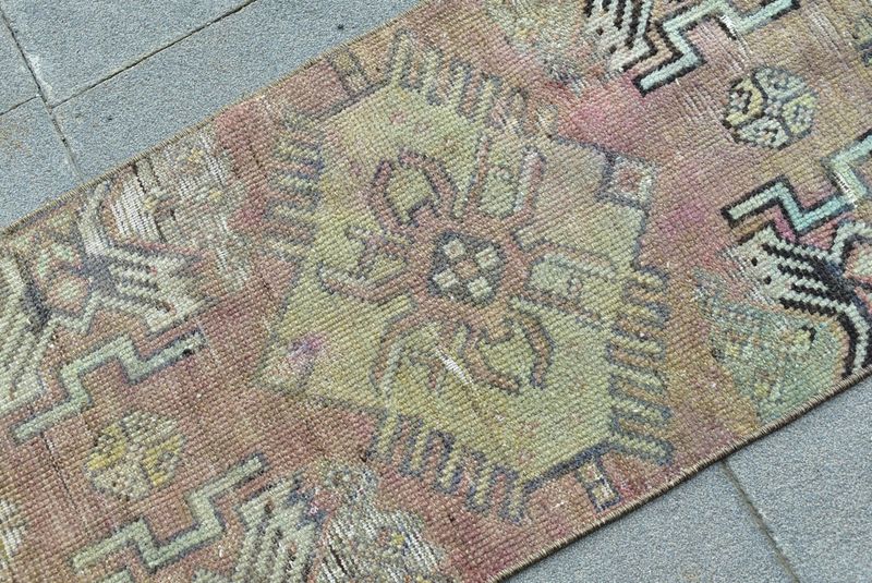 Vintage Turkish Mini Rug 1.3 x 2.6 ft