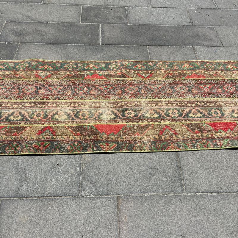 Vintage Turkish Runner Rug 2.5 x 11.4 ft