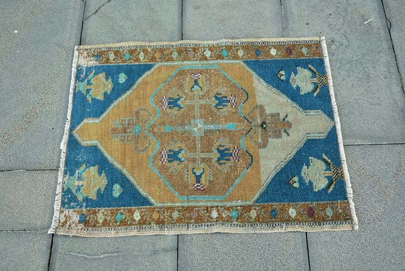 Vintage Turkish Mini Rug 1.9 x 2.3 ft