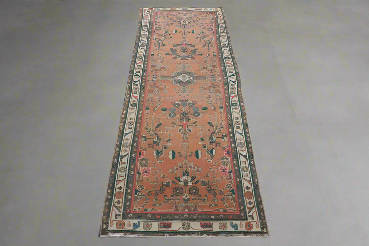 Vintage Turkish Runner Rug 3.3 x 9.7 ft