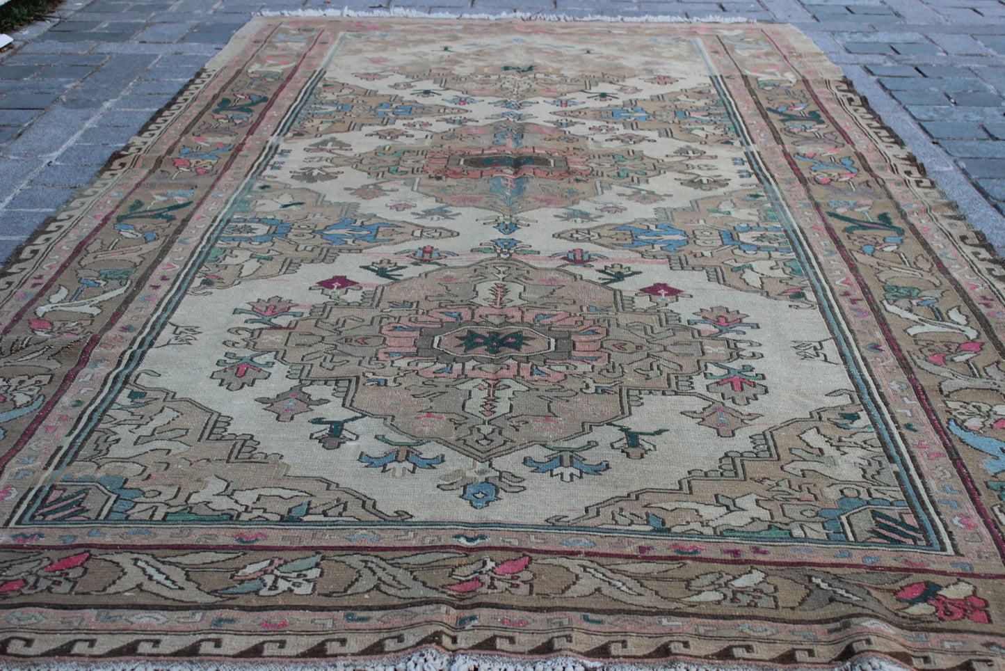XL Vintage Soumak Accent Area Rug 6.4 x 11.3 ft