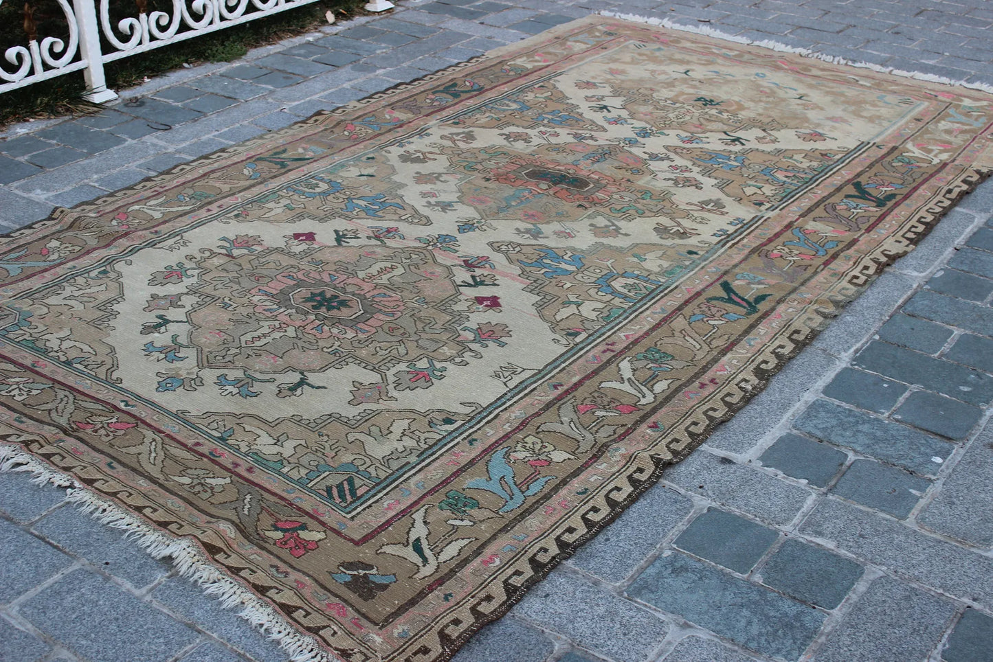 XL Vintage Soumak Accent Area Rug 6.4 x 11.3 ft