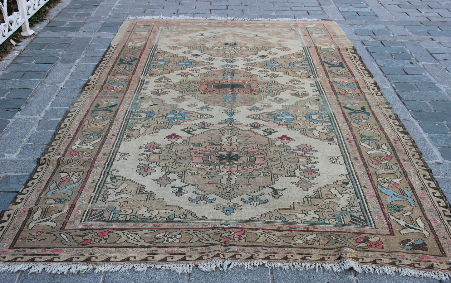 XL Vintage Soumak Accent Area Rug 6.4 x 11.3 ft