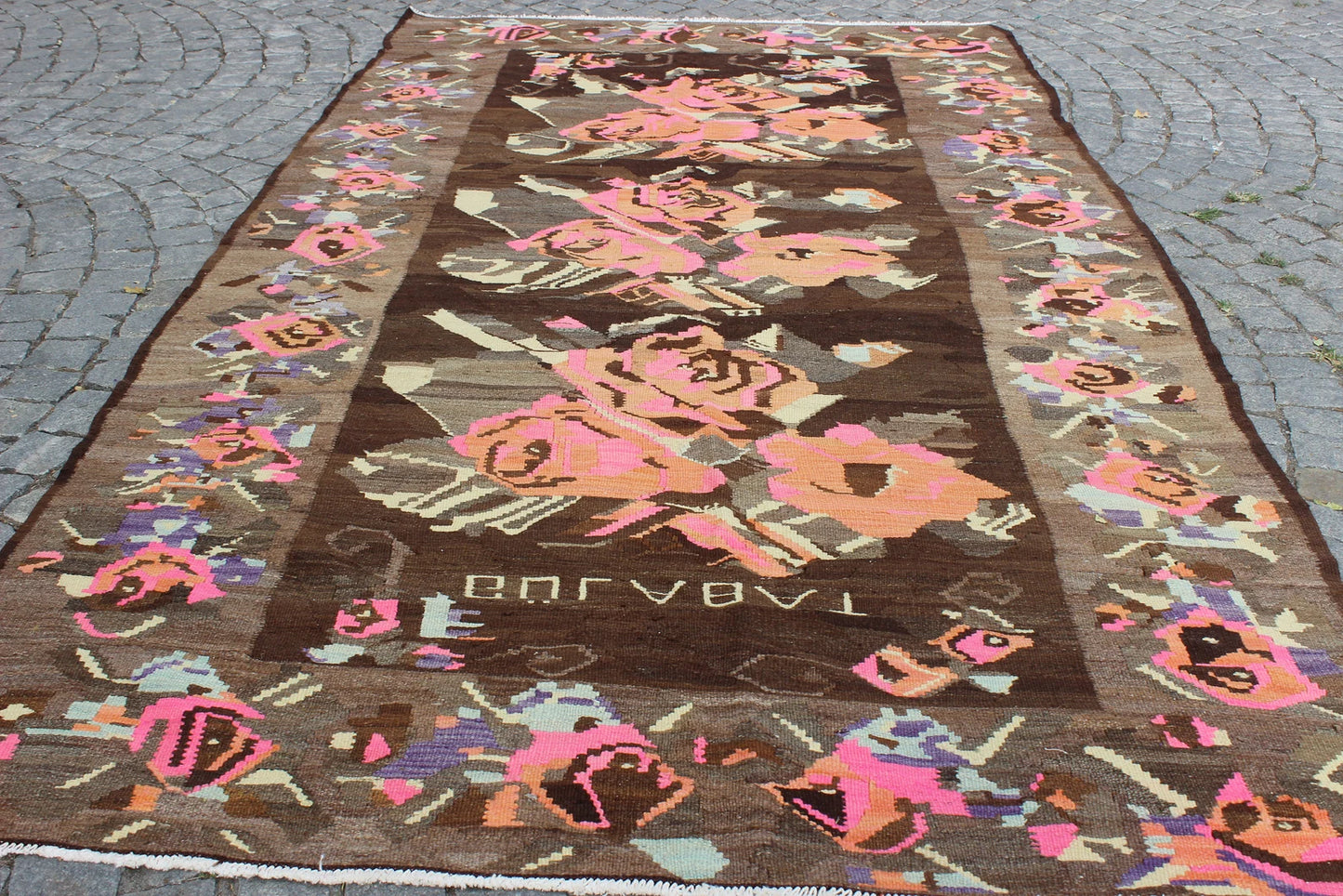XL Vintage Soumak Accent Area Rug 5.4 x 10.ft
