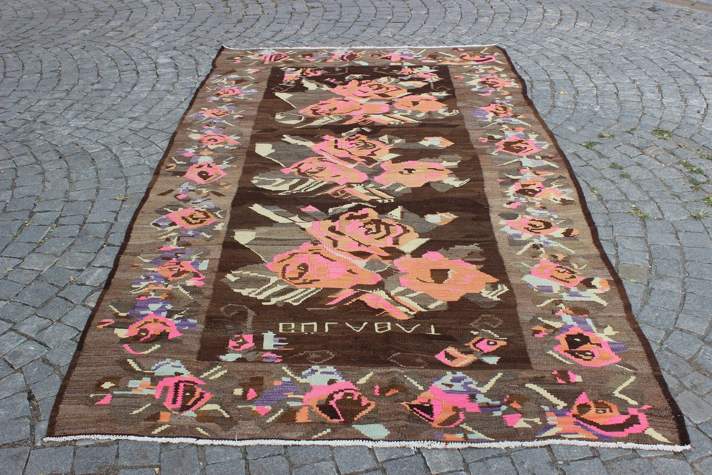 XL Vintage Soumak Accent Area Rug 5.4 x 10.ft