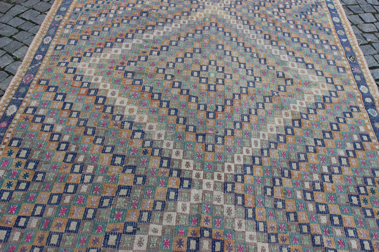XL Vintage Turkish Accent Area Rug 6.2 x 11.1 ft