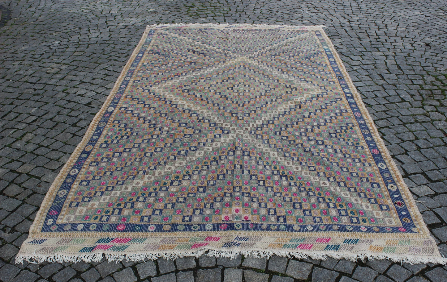 XL Vintage Turkish Accent Area Rug 6.2 x 11.1 ft
