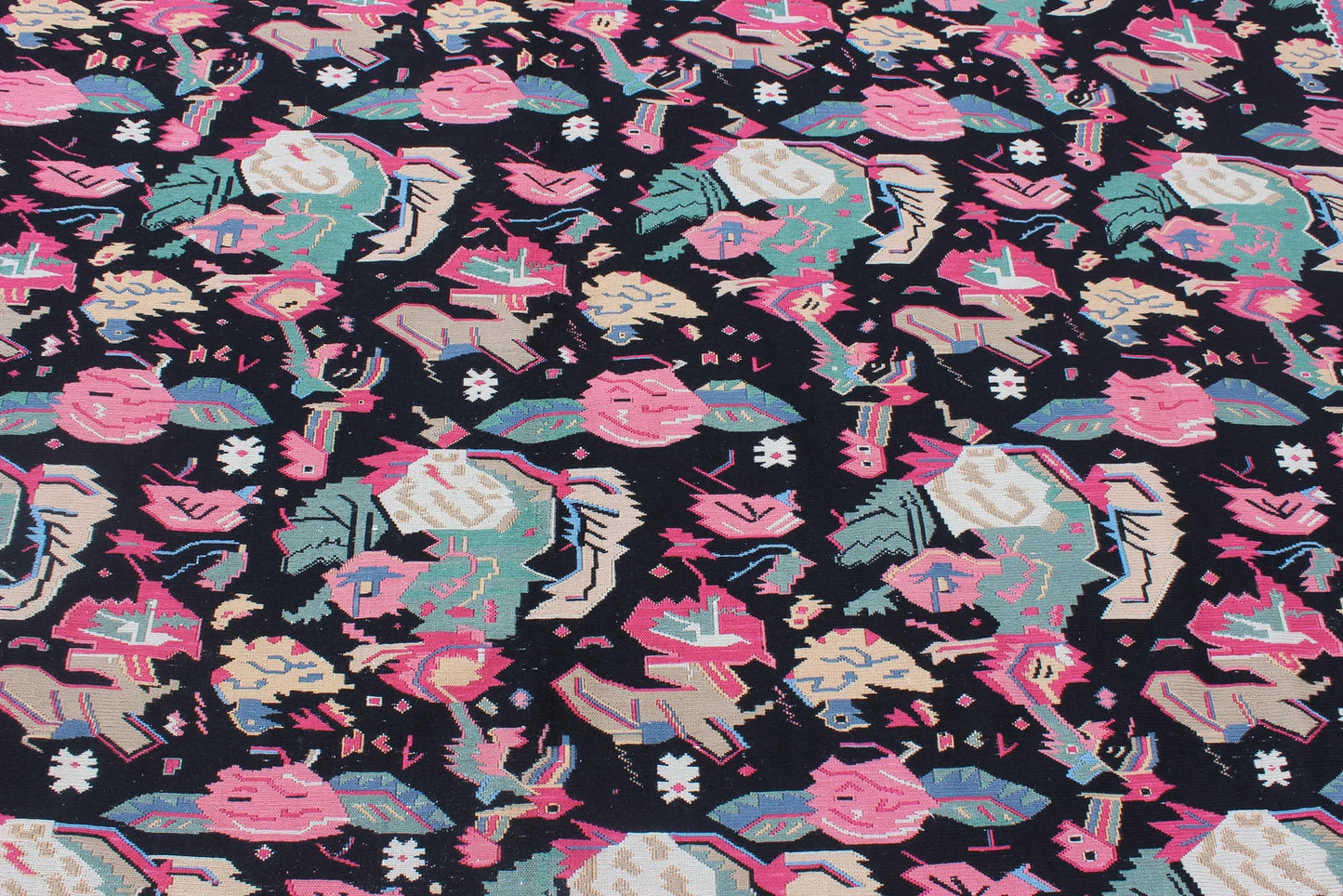XL Vintage Soumak Accent Area Rug 8.8 x 11.5 ft