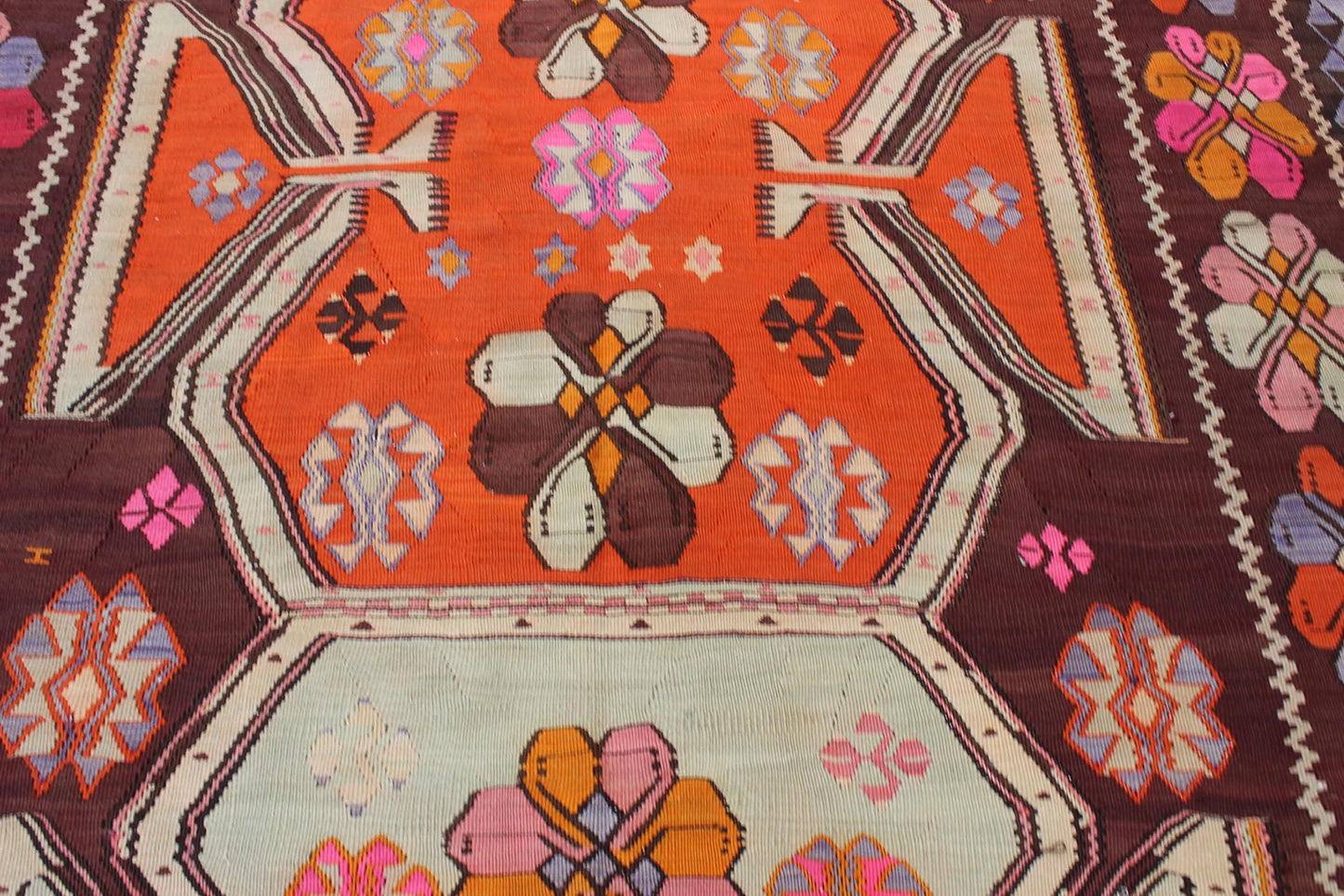 XL Vintage Turkish Accent Area Rug 7.4 x 13.8 ft