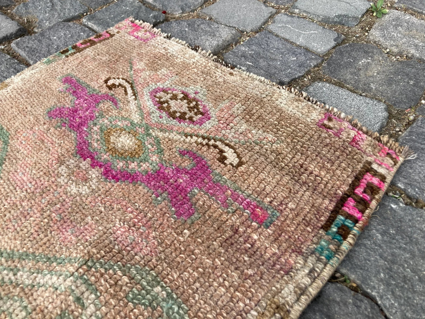 Vintage Turkish Mini Rug 1.4 x 2.5 ft