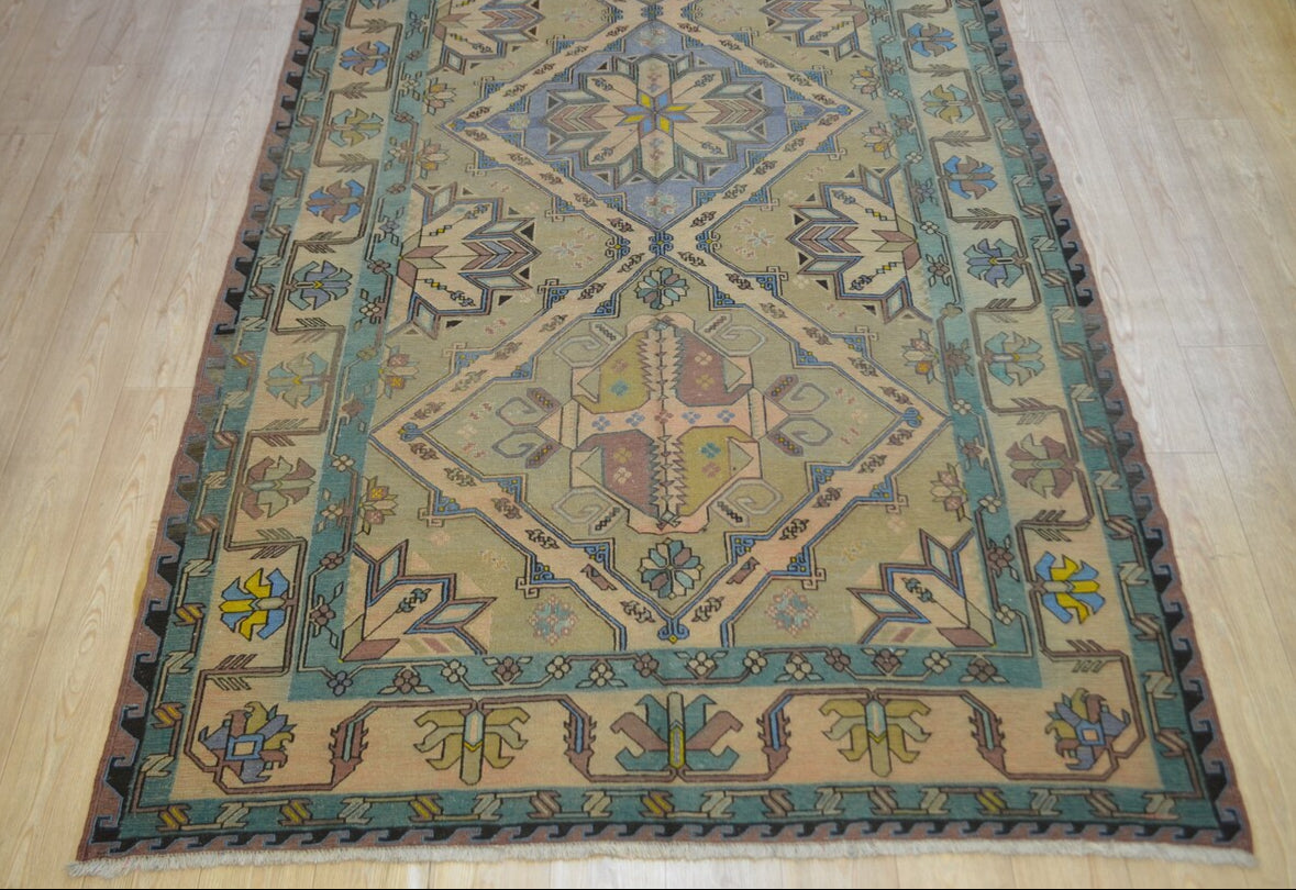 XL Vintage Soumak Accent Area Rug 5.7 x 10 ft