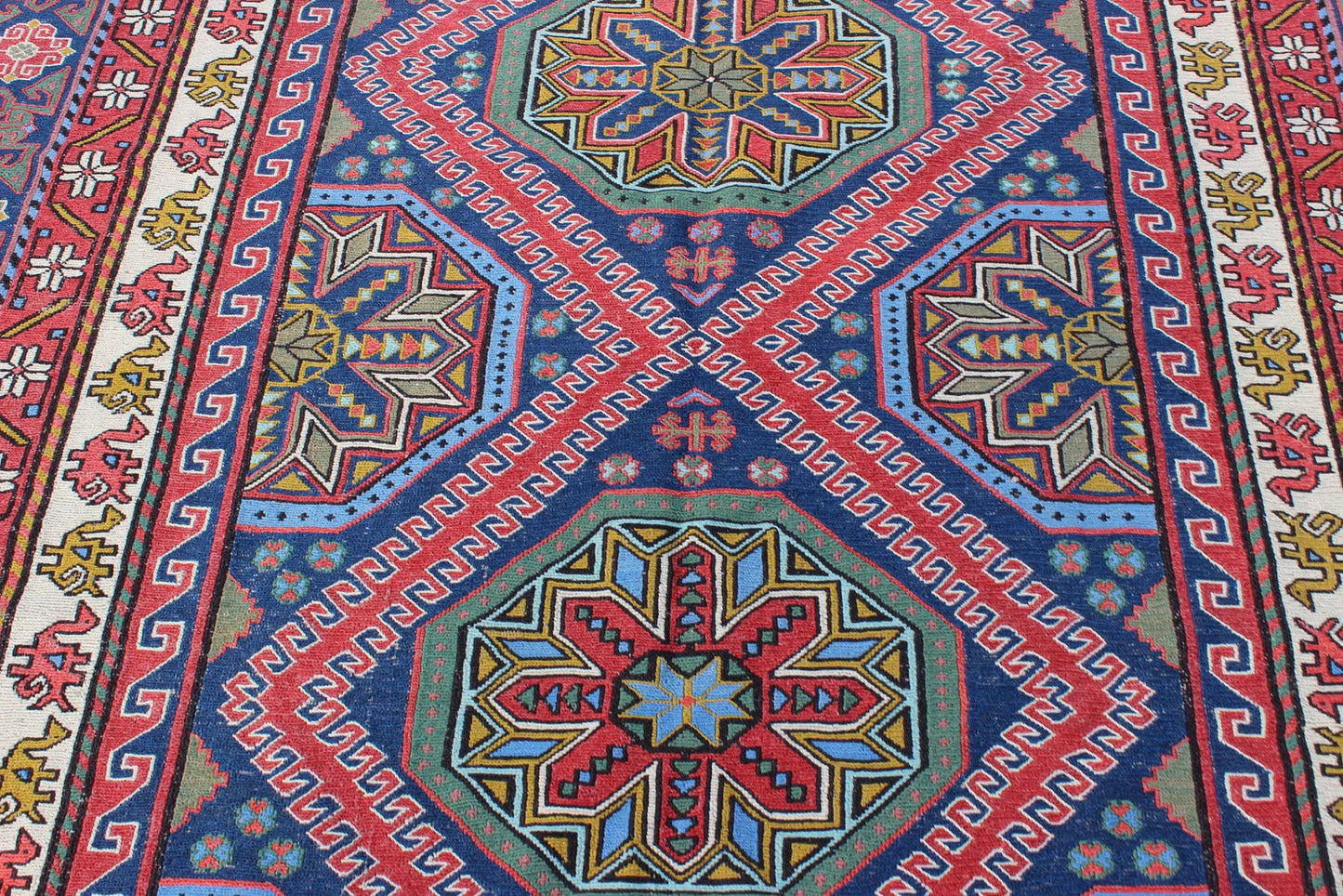 XL Vintage Soumak Accent Area Rug 6.7 x 10.1 ft