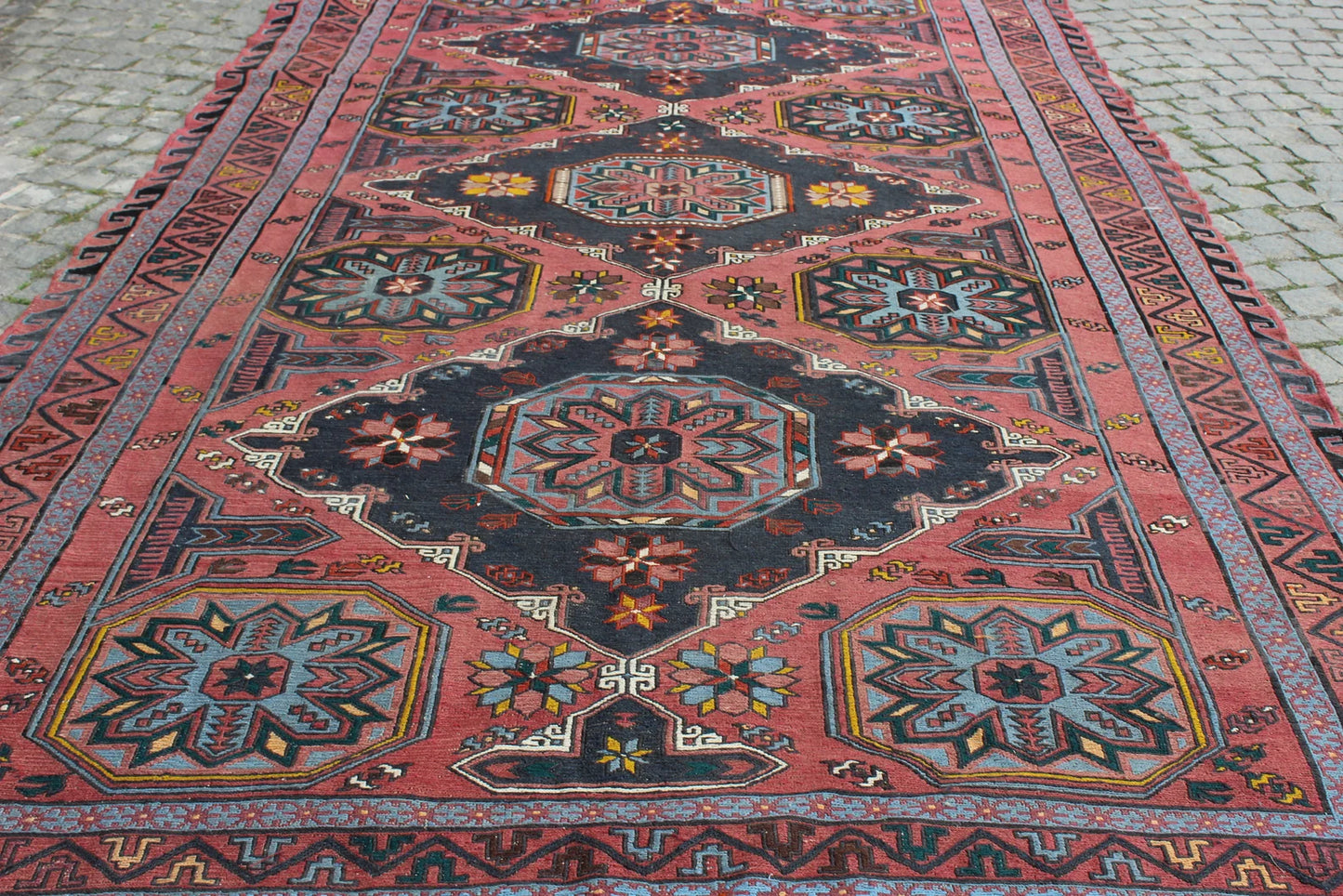 XL Vintage Soumak Accent Area Rug 6.8 x 11.3 ft