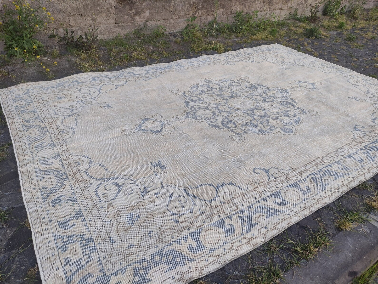 XL Vintage Turkish Accent Area Rug 6.6 x 10.2 ft