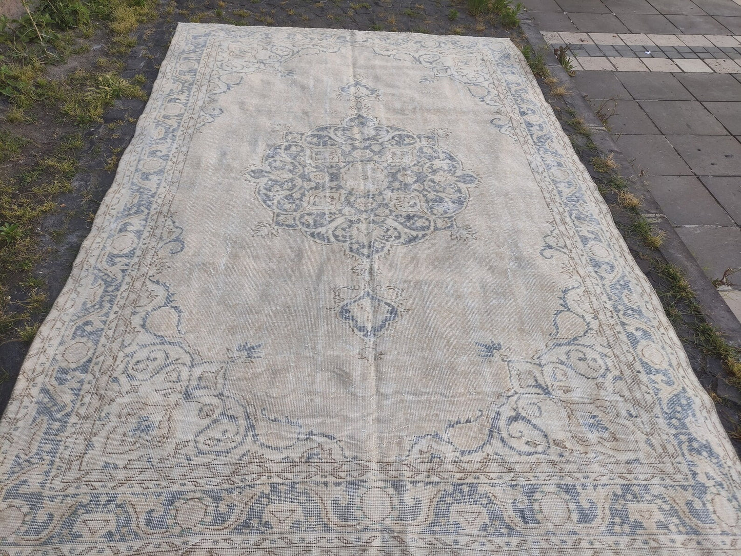 XL Vintage Turkish Accent Area Rug 6.6 x 10.2 ft
