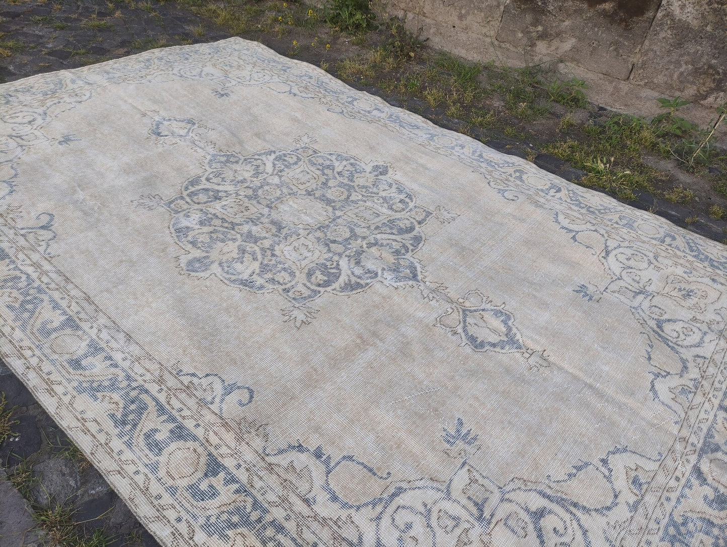 XL Vintage Turkish Accent Area Rug 6.6 x 10.2 ft