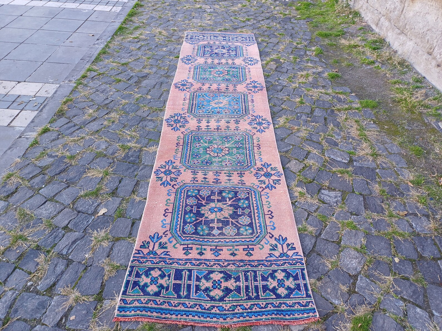 Vintage Turkish Runner Rug 2.5 x 10.2 ft