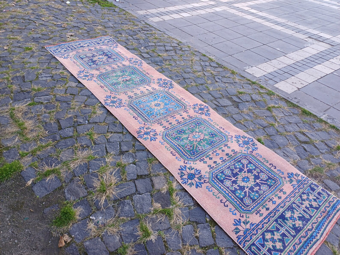 Vintage Turkish Runner Rug 2.5 x 10.2 ft