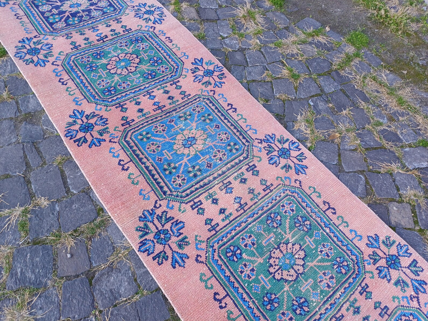 Vintage Turkish Runner Rug 2.5 x 10.2 ft
