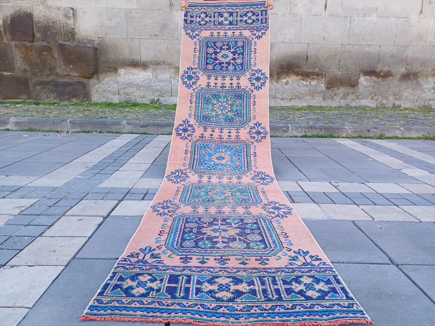 Vintage Turkish Runner Rug 2.5 x 10.2 ft