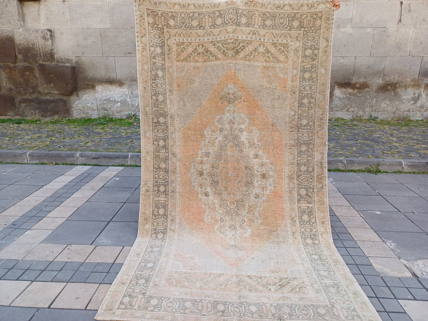 Vintage Turkish Accent Area rug 5.1 x 9 ft