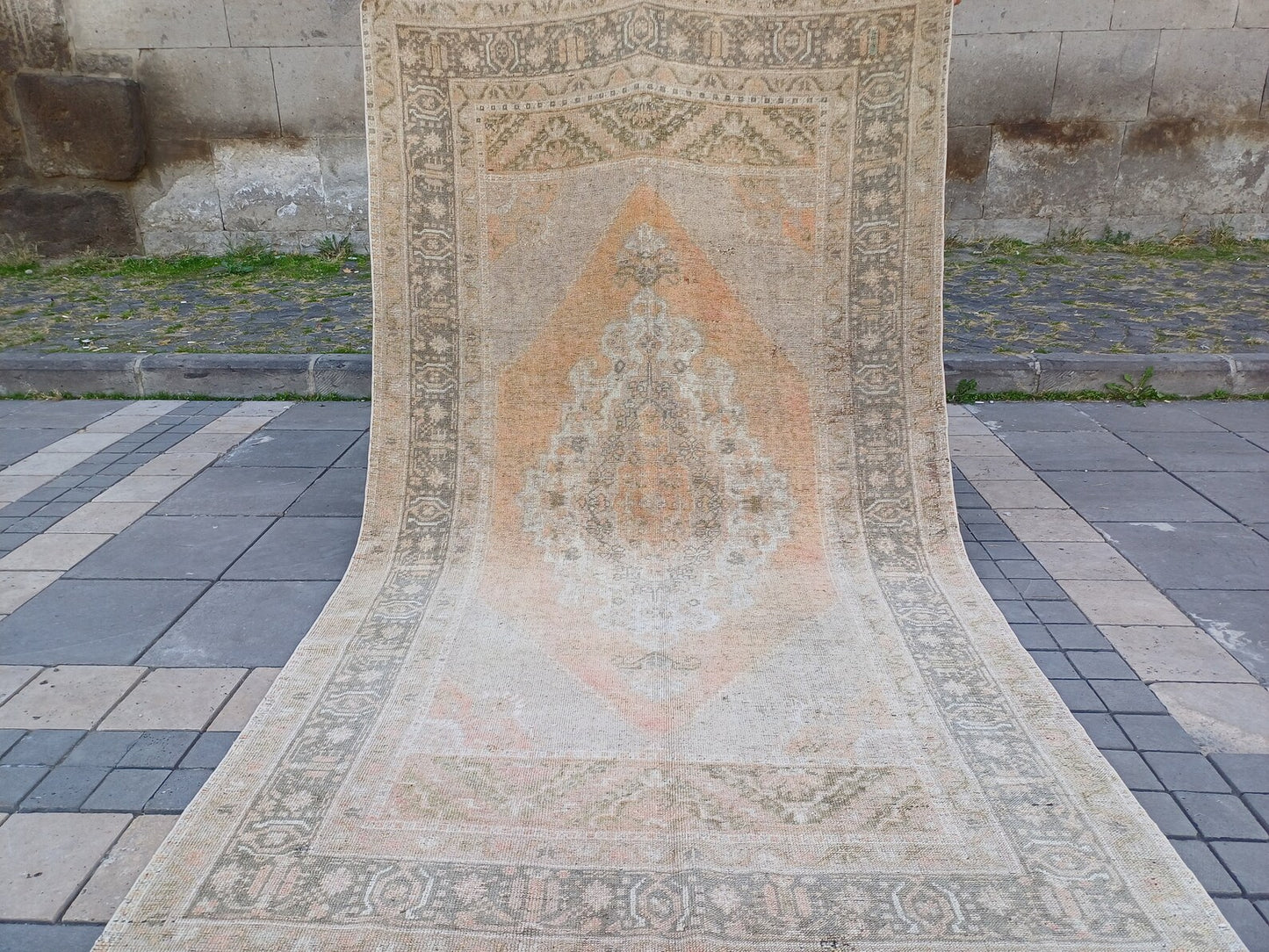 Vintage Turkish Accent Area rug 5.1 x 9 ft