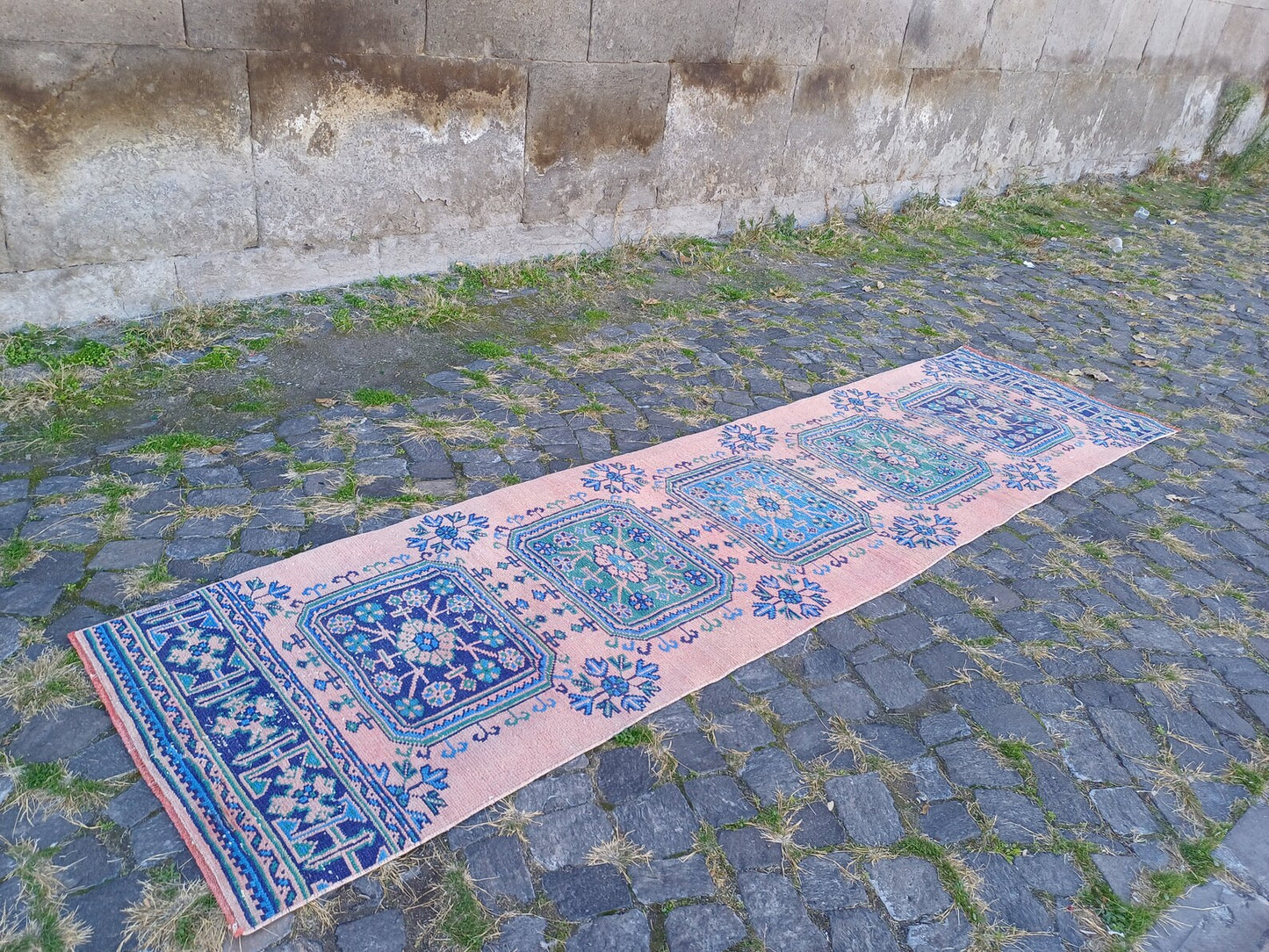 Vintage Turkish Runner Rug 2.5 x 10.2 ft