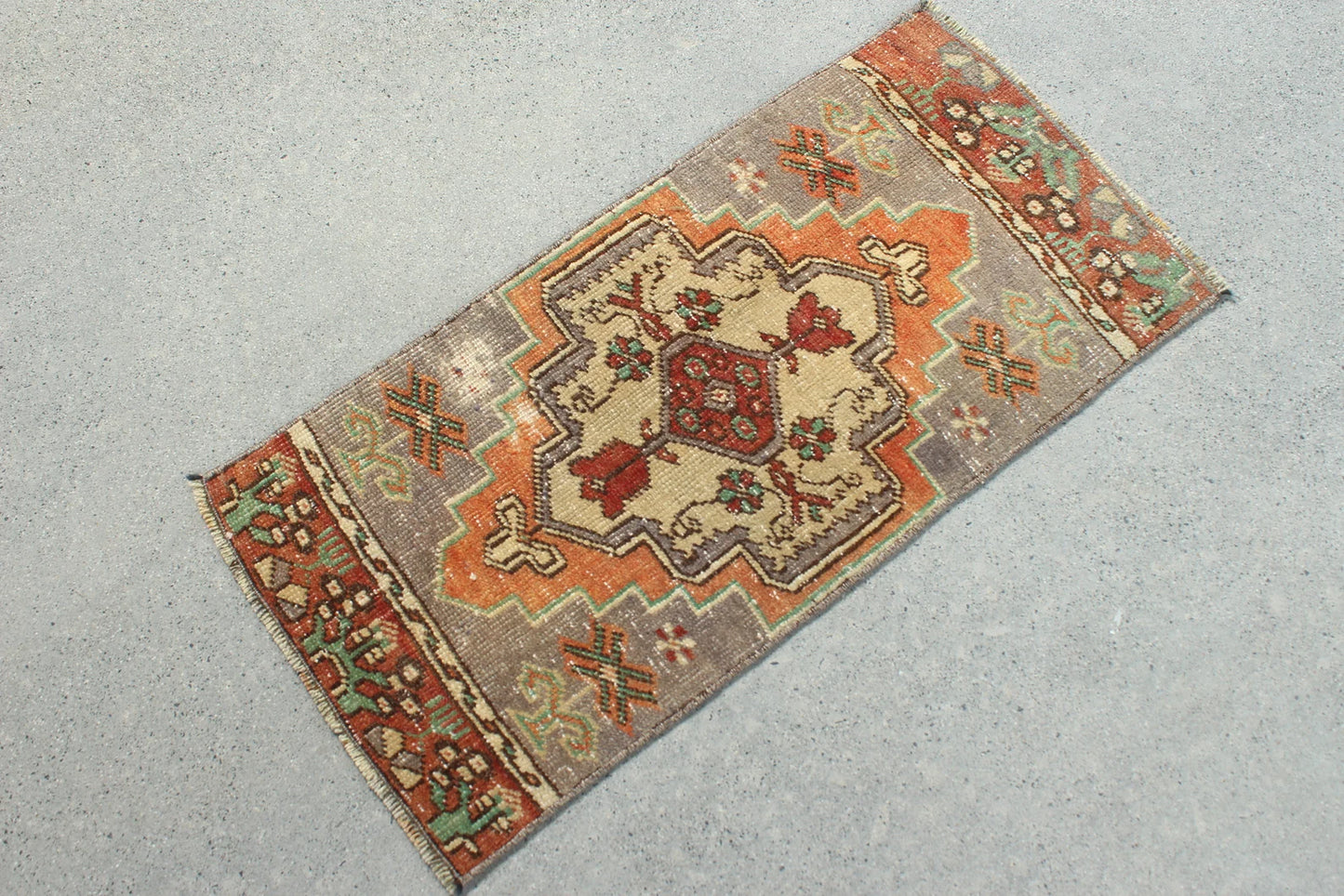 Vintage Turkish Mini Rug 1.3 x 2.6 ft