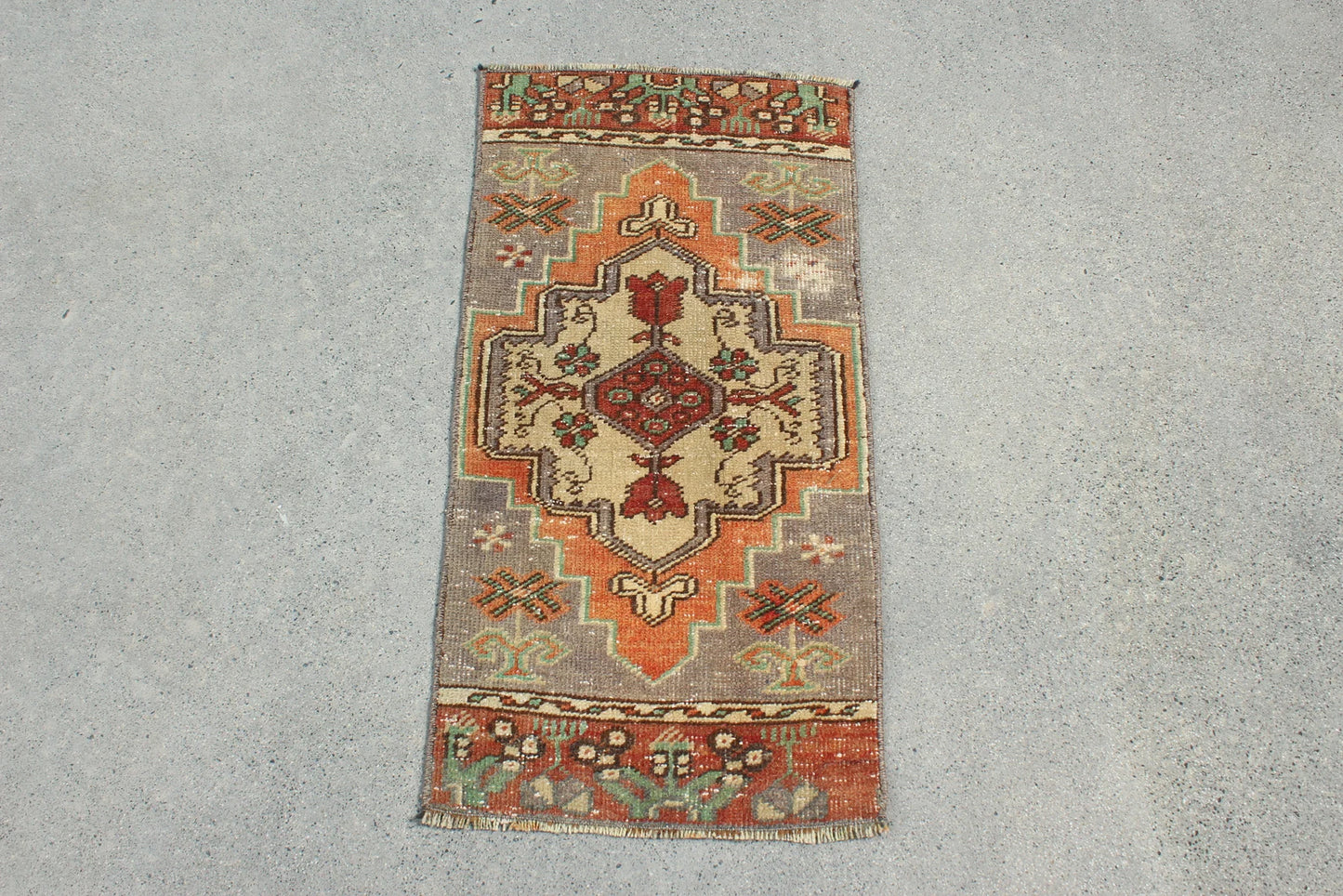 Vintage Turkish Mini Rug 1.3 x 2.6 ft
