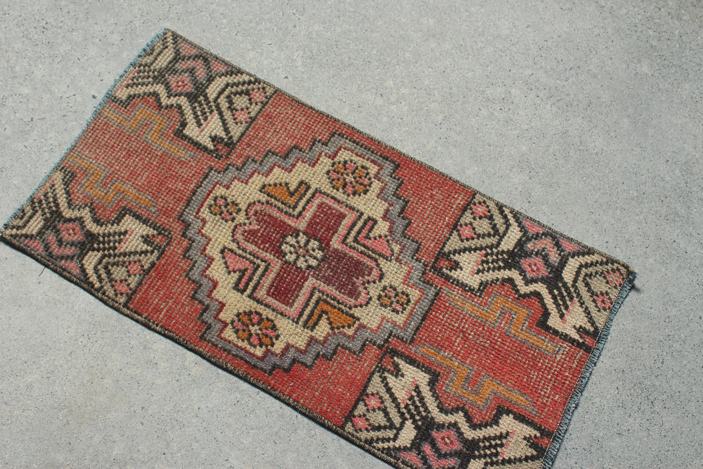 Vintage Turkish Mini Rug 1.3 x 2.6 ft