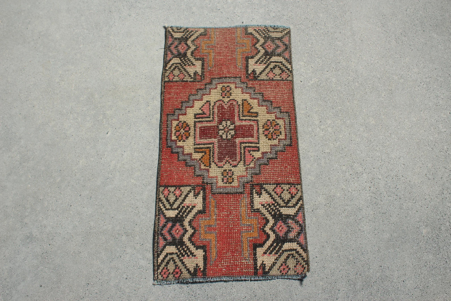 Vintage Turkish Mini Rug 1.3 x 2.6 ft