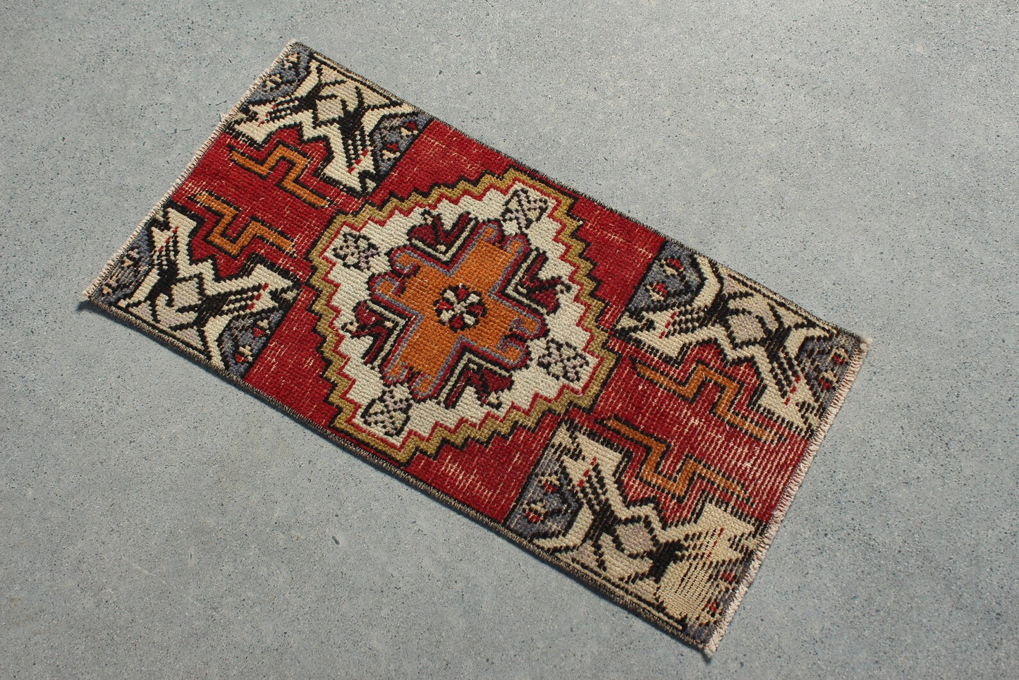 Vintage Turkish Mini Rug 1.3 x 2.6 ft