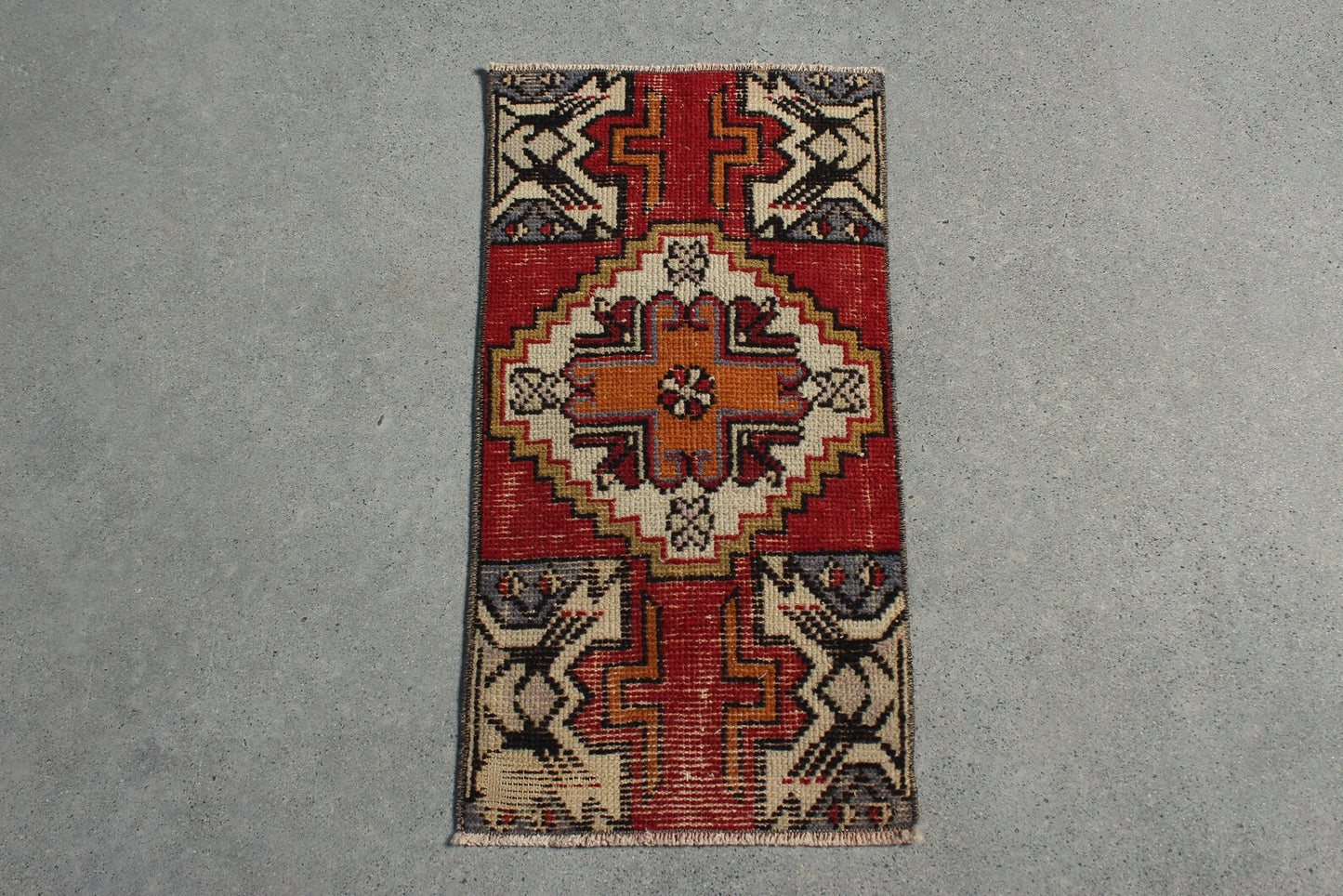 Vintage Turkish Mini Rug 1.3 x 2.6 ft