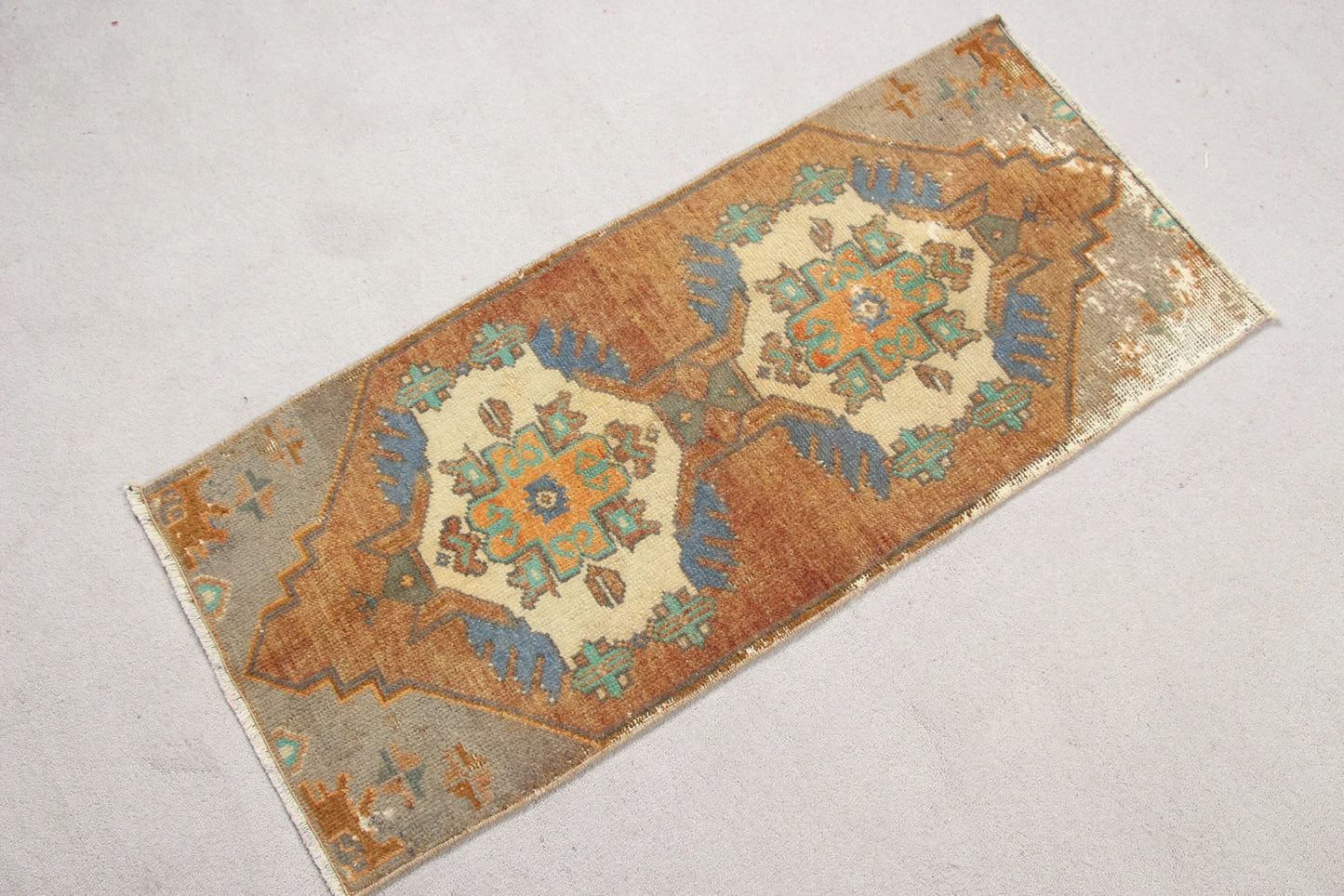 Vintage Turkish Mini Rug 1.4 x 3.2 ft