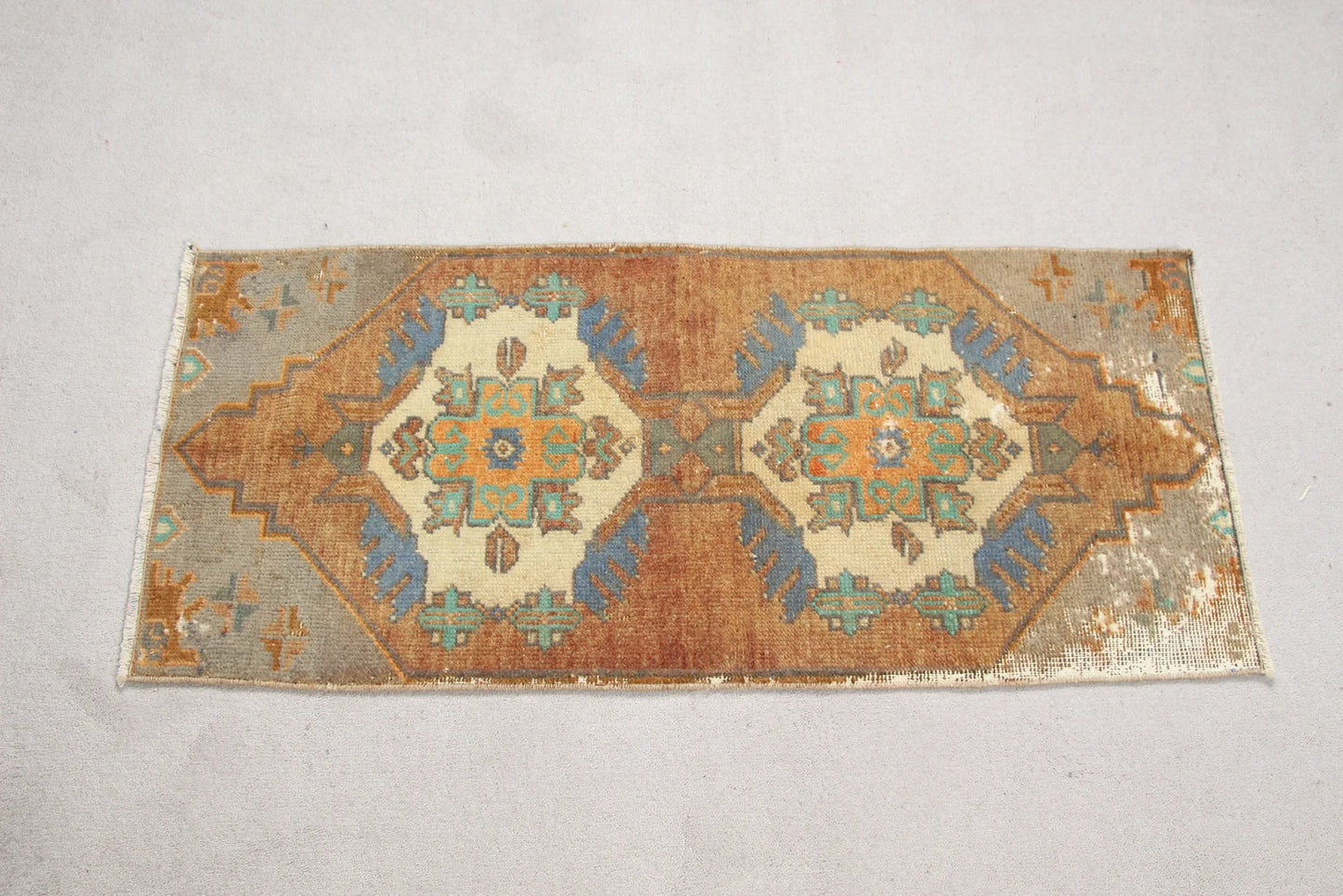 Vintage Turkish Mini Rug 1.4 x 3.2 ft