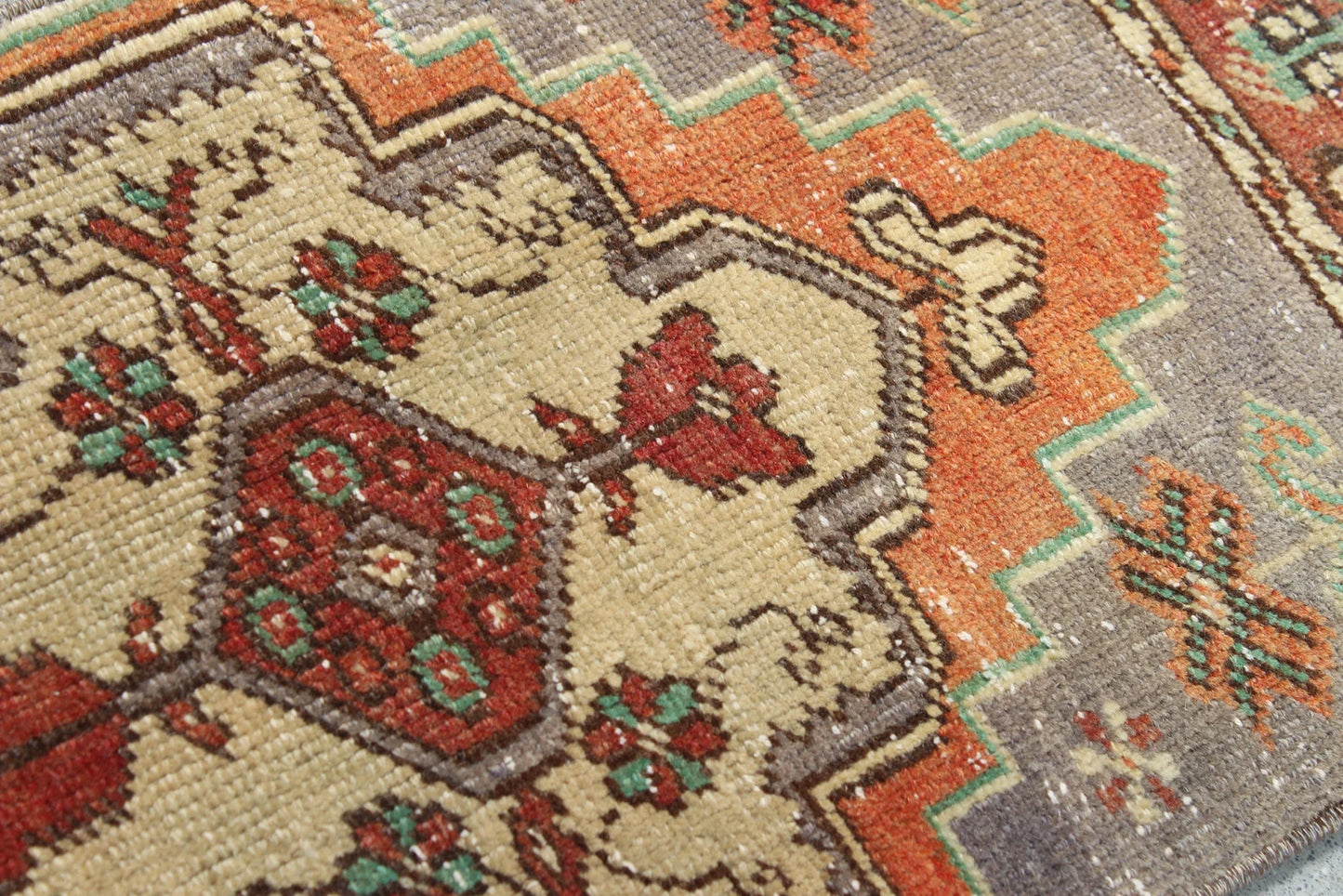 Vintage Turkish Mini Rug 1.3 x 2.6 ft