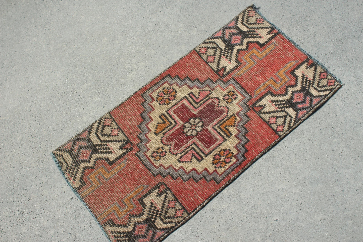 Vintage Turkish Mini Rug 1.3 x 2.6 ft