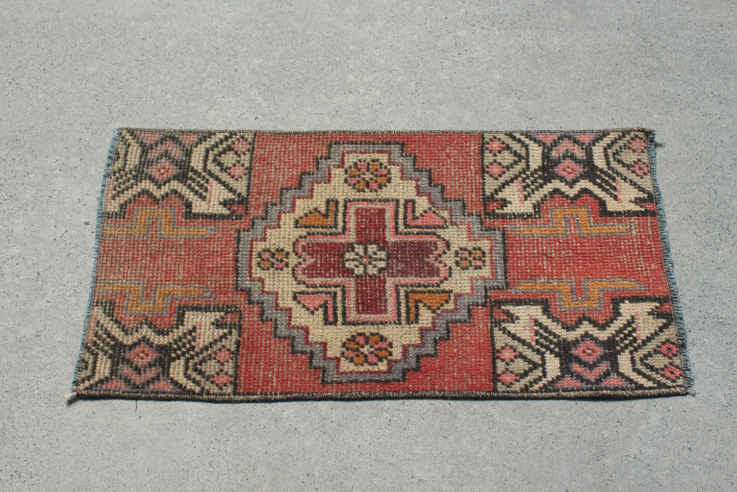 Vintage Turkish Mini Rug 1.3 x 2.6 ft